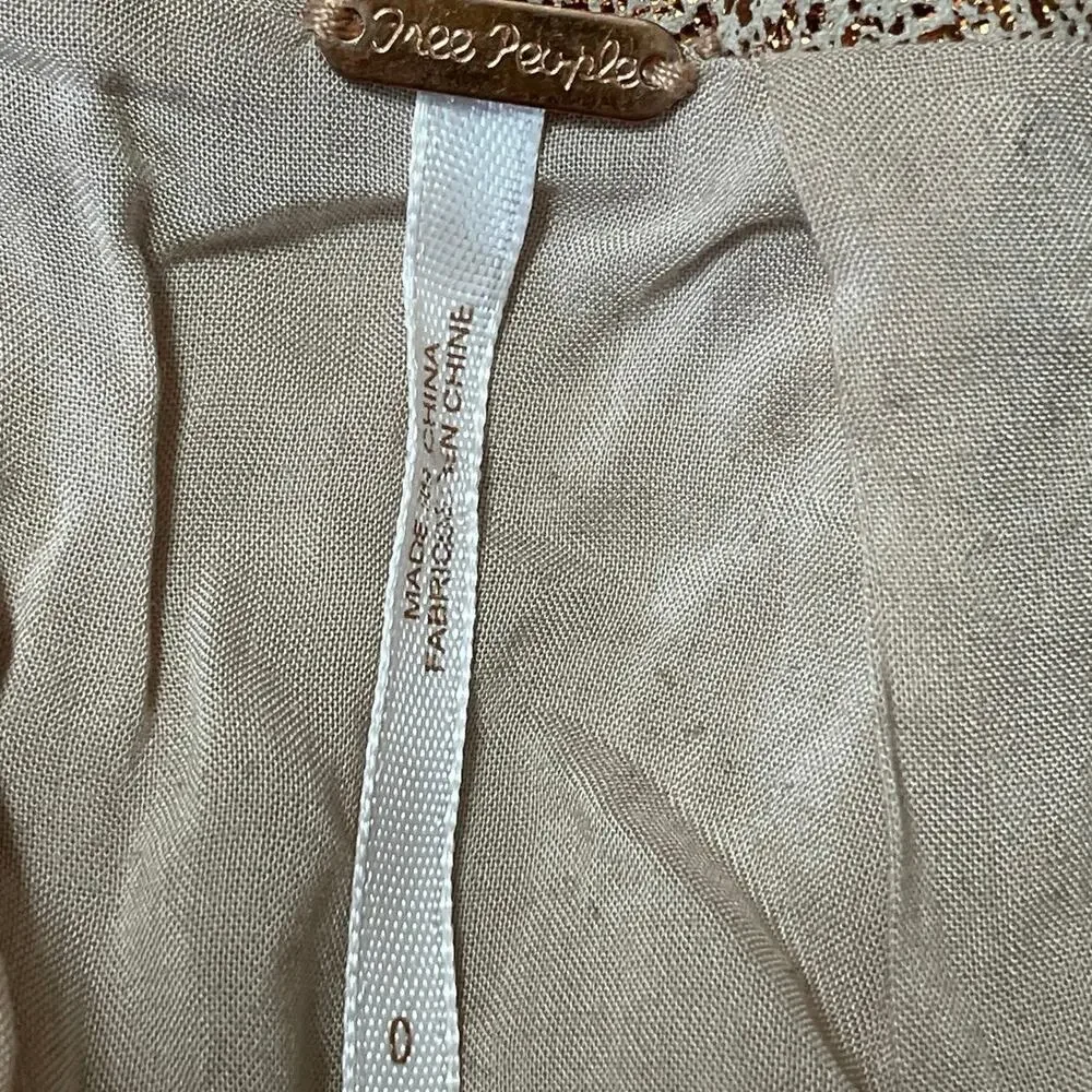 Free People Women's Gold Metallic High Waisted Zip Pencil Mini Skirt Size 0